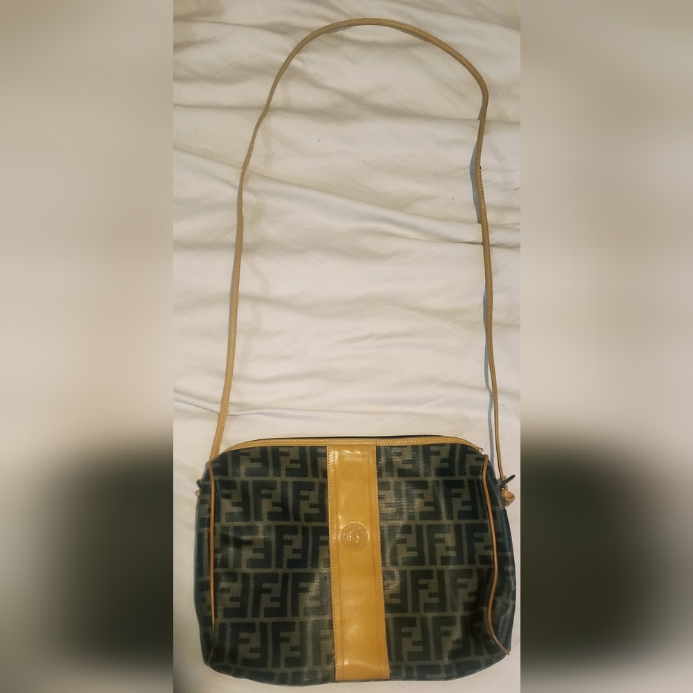 Vintage Authentic Zucca Canvas Fendi Crossbody Purse